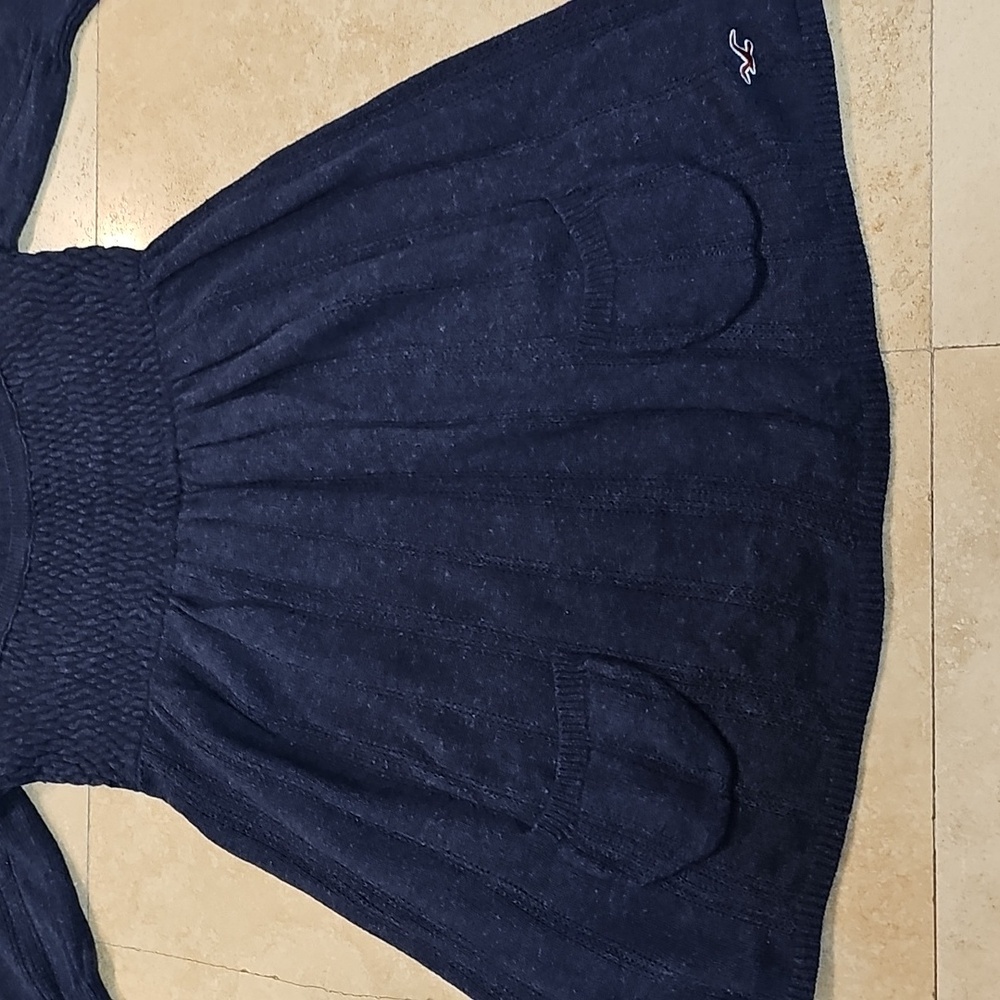 Y2K Vintage Hollister Dark Blue Babydoll Sweater Top - Picture 5 of 16